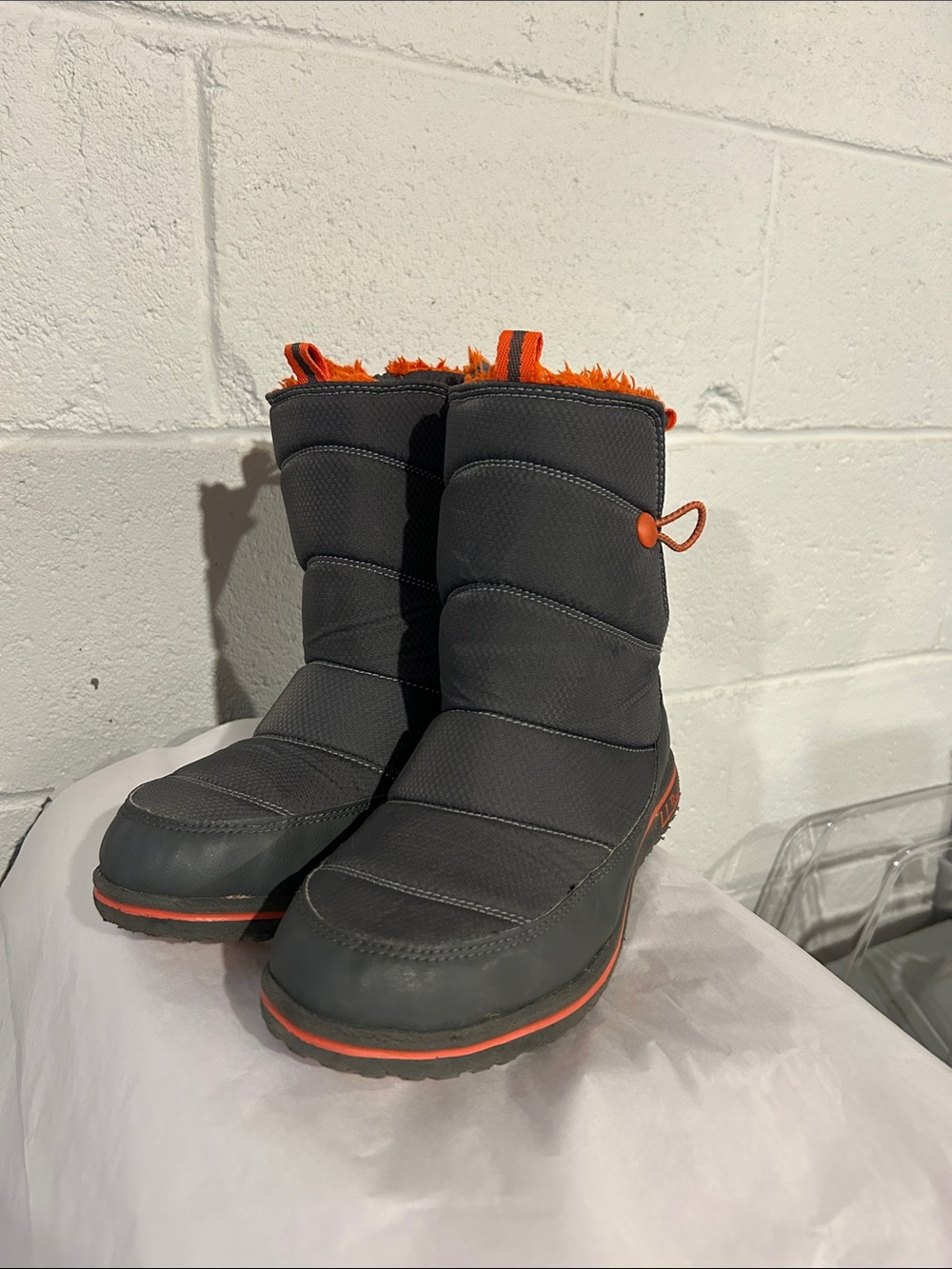 L.L. Bean Gray and Orange Insulated Snow Boot
